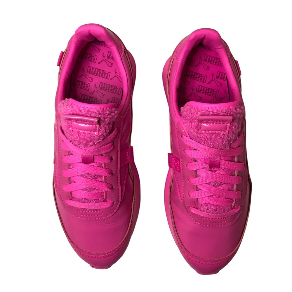 Puma Women's Hot Pink Leather & Sherpa-Trim Sneakers - Picture 2 of 10